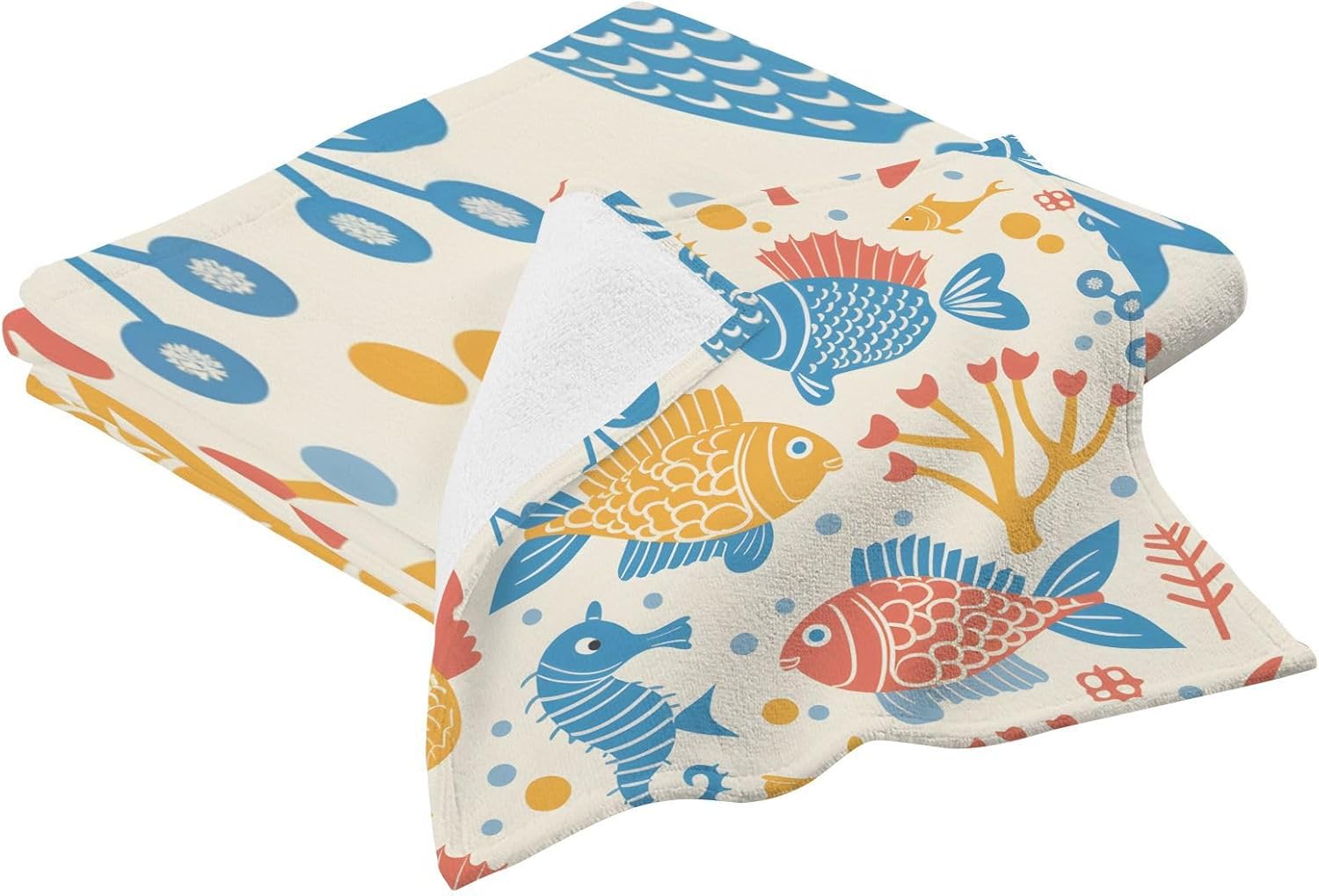 Hand Towels Premium Soft and Highly Absorbent Seahorse Fish 2 Pcs Towels for Bathroom Set 100% Cotton Decorative Face Towels