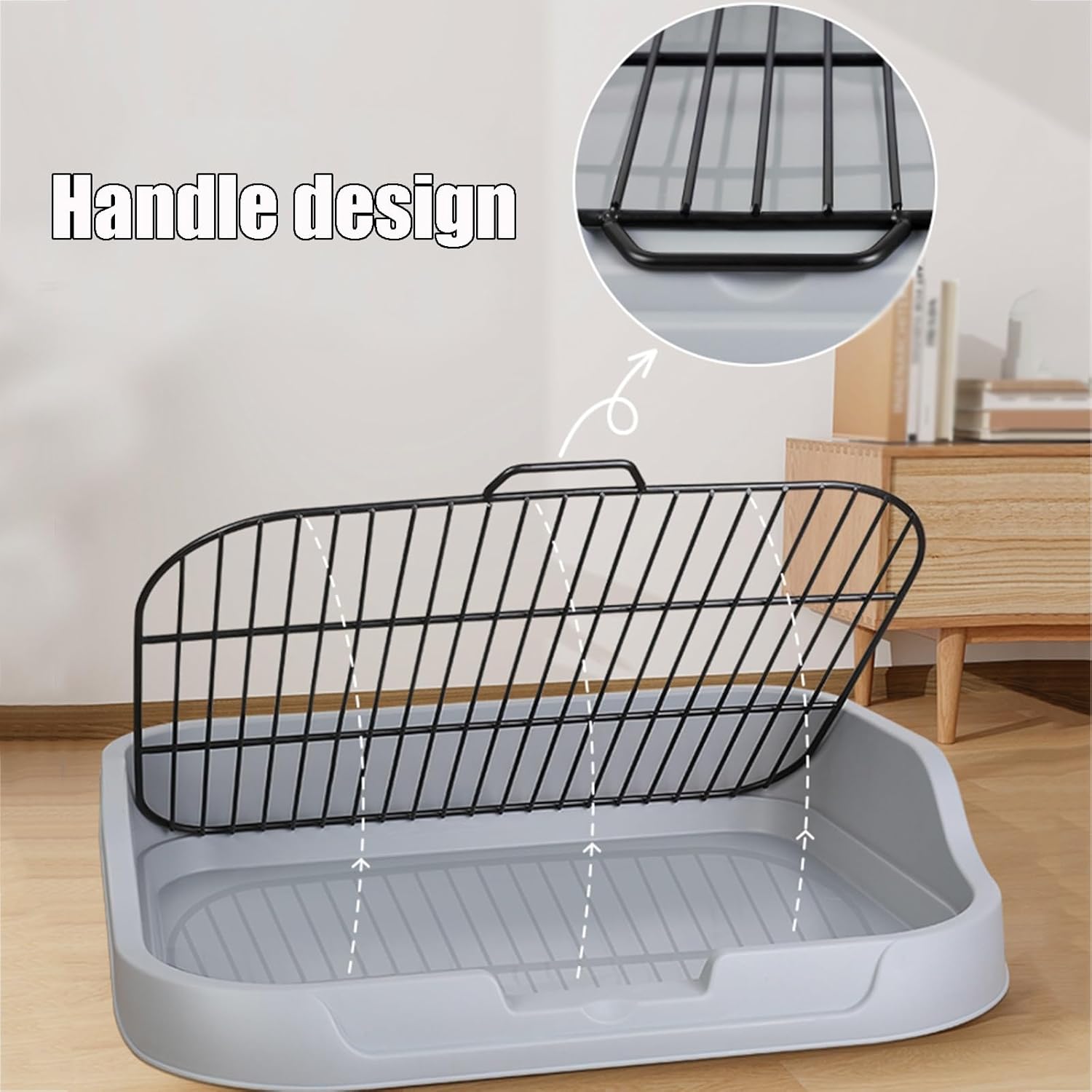 Small and Medium Dogs Potty Poop Pet Potty Raised Fence Design with Stainless Steel Mesh Frame Portable Dog Litter Pan Dog Training Tray Can Be Use with Urine Pads and Dog Litter(Yellow)