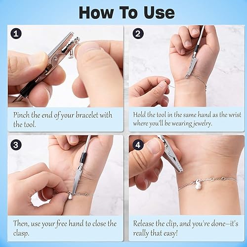 Miniatura 5 de Herramienta de pulsera rosa, ayudante de joyería, ayudante de cierre de pulsera con cierres de reloj y tirador de cremallera. Soporte de pulsera de