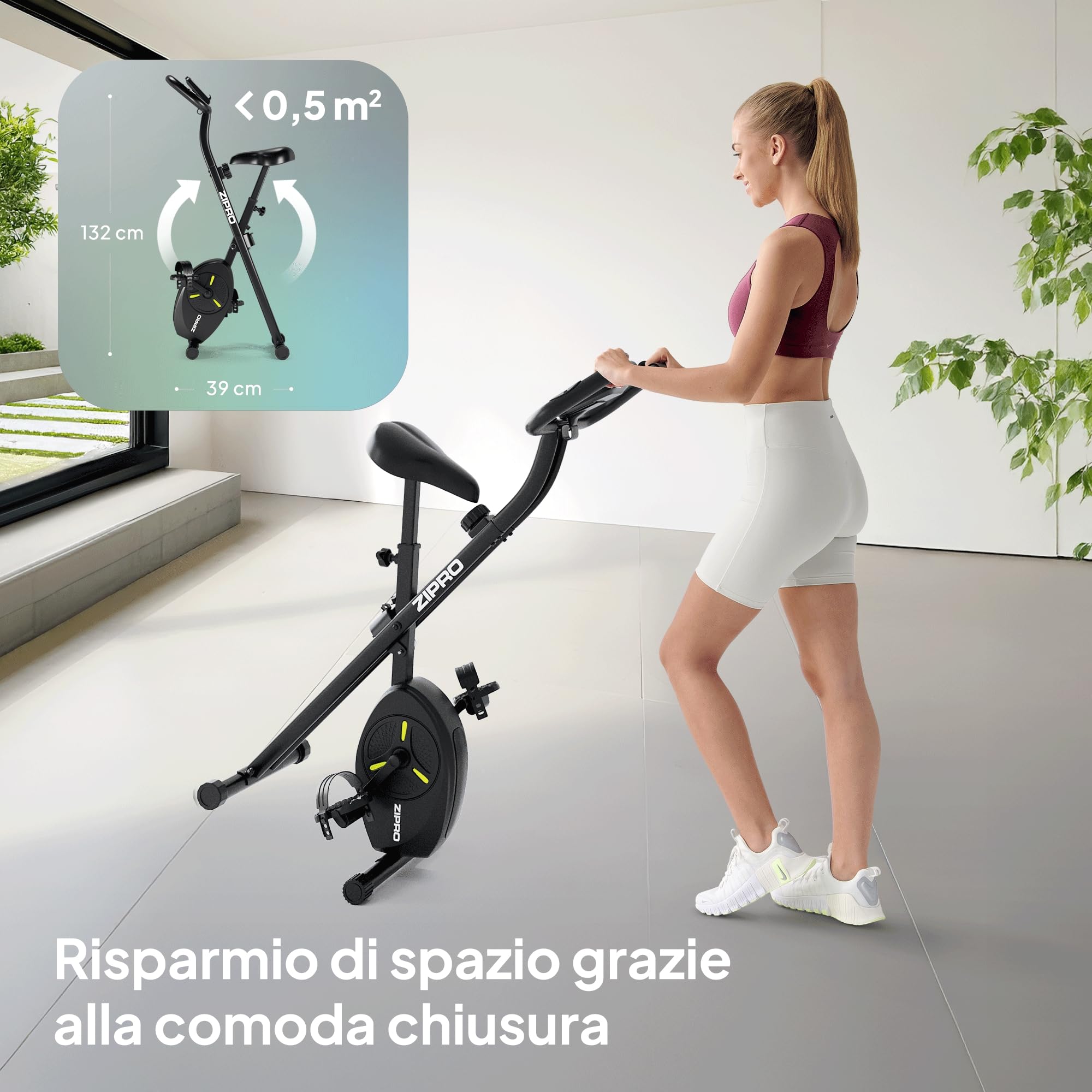 ZIPRO Cyclette da Casa Pieghevoliciclette Esercizi Pieghevole Professionale Bike Camera Palesta Bici Salvaspazio Orizzontale Smart Bicicletta Mini Magnetica Ciclet Home - Eclipse X
