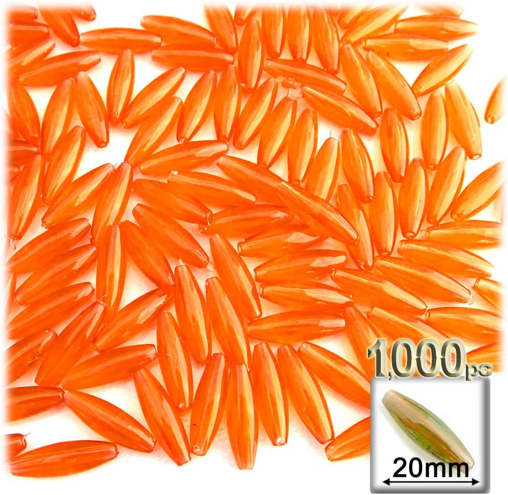 The Crafts Outlet 1000-Piece Plastic Spaghetti Transparent Smooth Beads, 20mm, Multi Mix