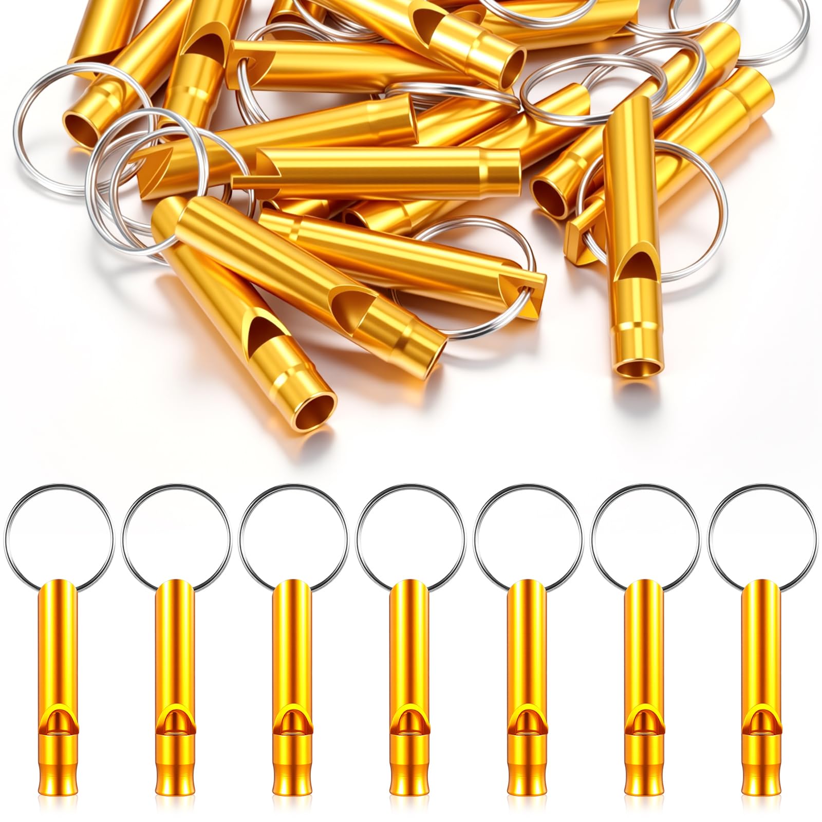 Konohan 105 Aluminium-Notfallpfeife mit Schlüsselanhänger, Sicherheits-Überlebenspfeife, stabiles Licht, lauter Klang für Damen, Camping, Verteidigung, Wandern, Alarm, 7 Farben