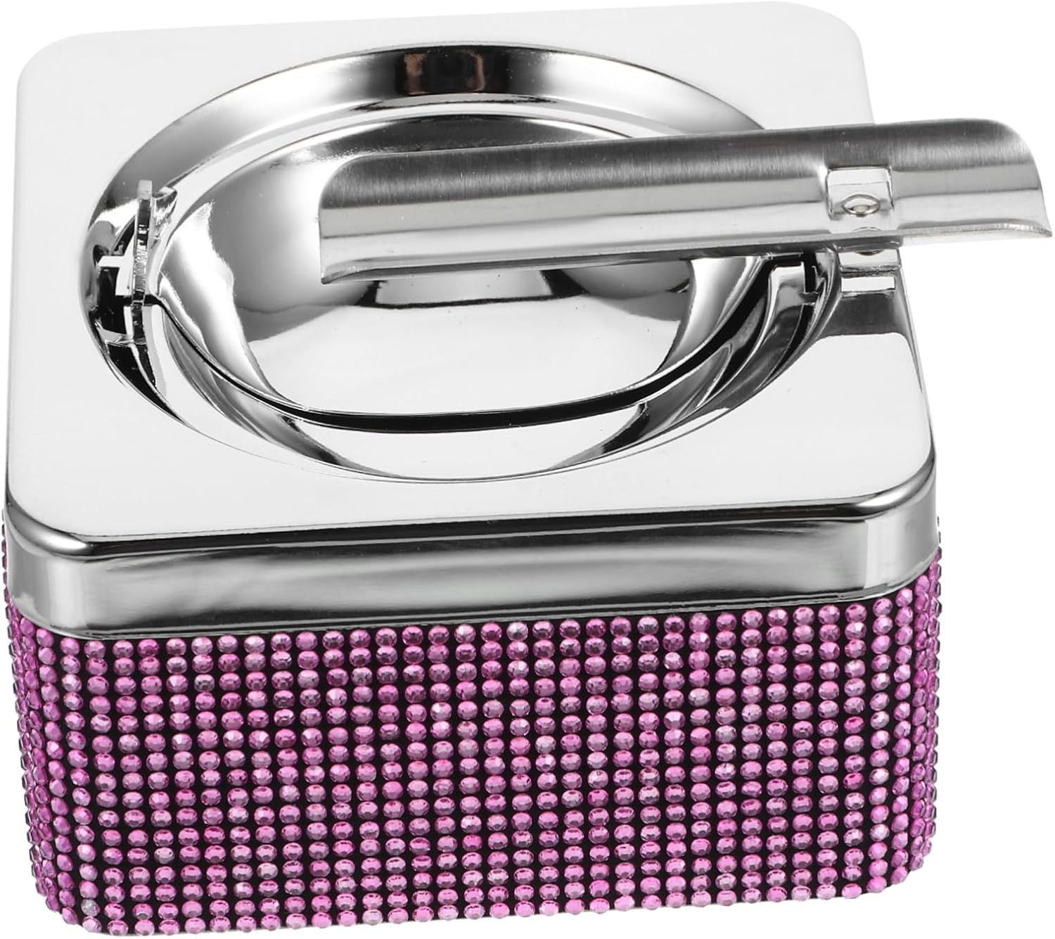 Portable Rhinestone Ashtray for Cars Stylish Outdoor Ashtray Capacity Anti-slip Base Smokeless Design for Travel Patio Use Decorative Accessory for Vehicles