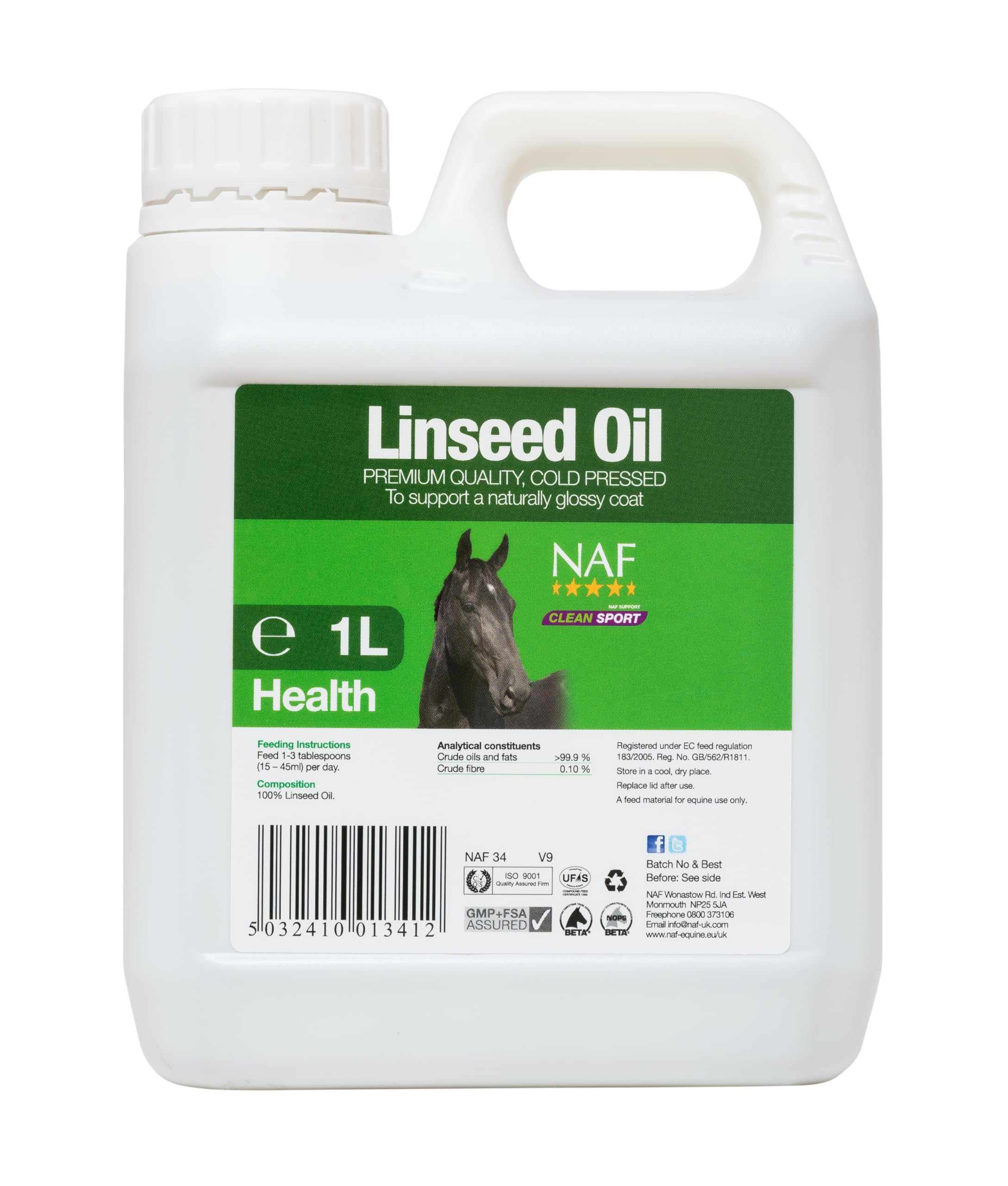 NAF Linseed Oil for Horses 1L – Cold-Pressed Omega 3 Supplement – Supports Skin, Coat Shine, Condition & Energy – Natural Source of Fatty Acids for Daily Feeding