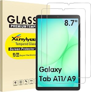 2-Pack Screen Protector for Samsung Galaxy Tab A11/ A9 8.7 inch | SM-X133/SM-X135/ SM-X110/ SM-X115 8.7" Tempered Glass [Dimensions: 206.4 * 120.2mm/ 8.13 * 4.73 in] 9H Hardness Bubble Free