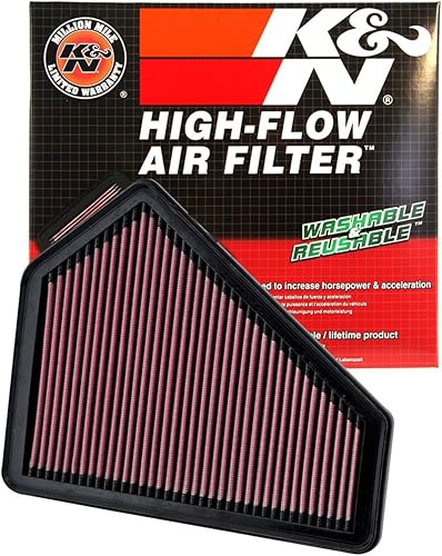 K&N Filtro de aire de motor de por vida original de alto flujo: Aumento de potencia: Premium, Lavable: Compatible con Cadillac 2008-2015: CTS,