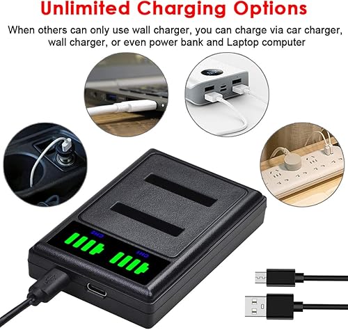 Miniatura 6 de 2 baterías EN-EL19 y cargador USB dual LED para Nikon Coolpix A300, W100, W150, S3100, S3200, S3300, S3500, S3600, S3700, S4100, S4200, S4300,