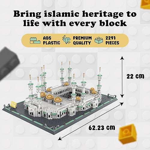 Miniatura 3 de Alif and Friends Masjid Al Haram - Juego de bloques de construcción, más de 2000 piezas, juguetes islámicos de la Gran Mezquita de La Meca para