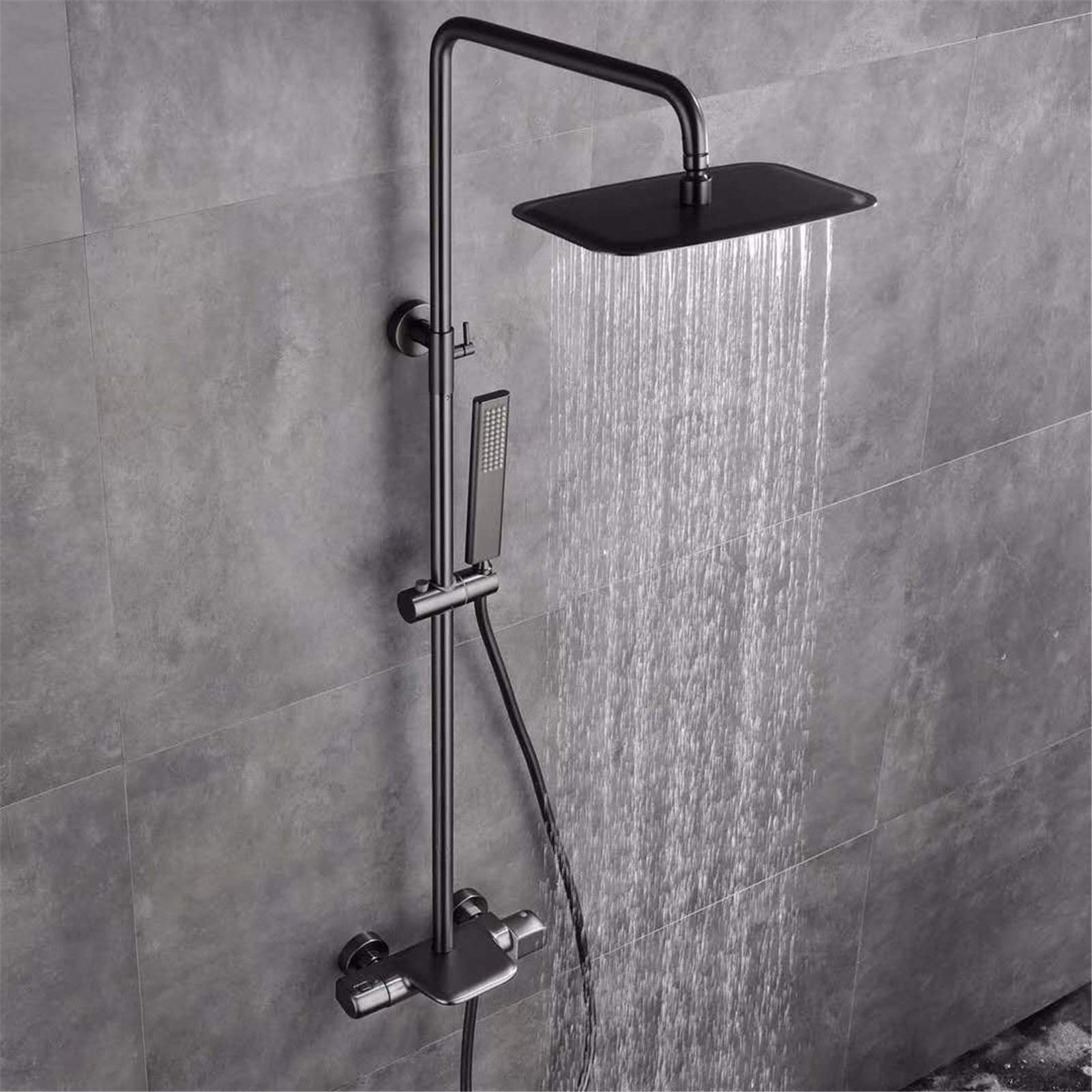Système de douche thermostatique effet pluie or brossé 20cm