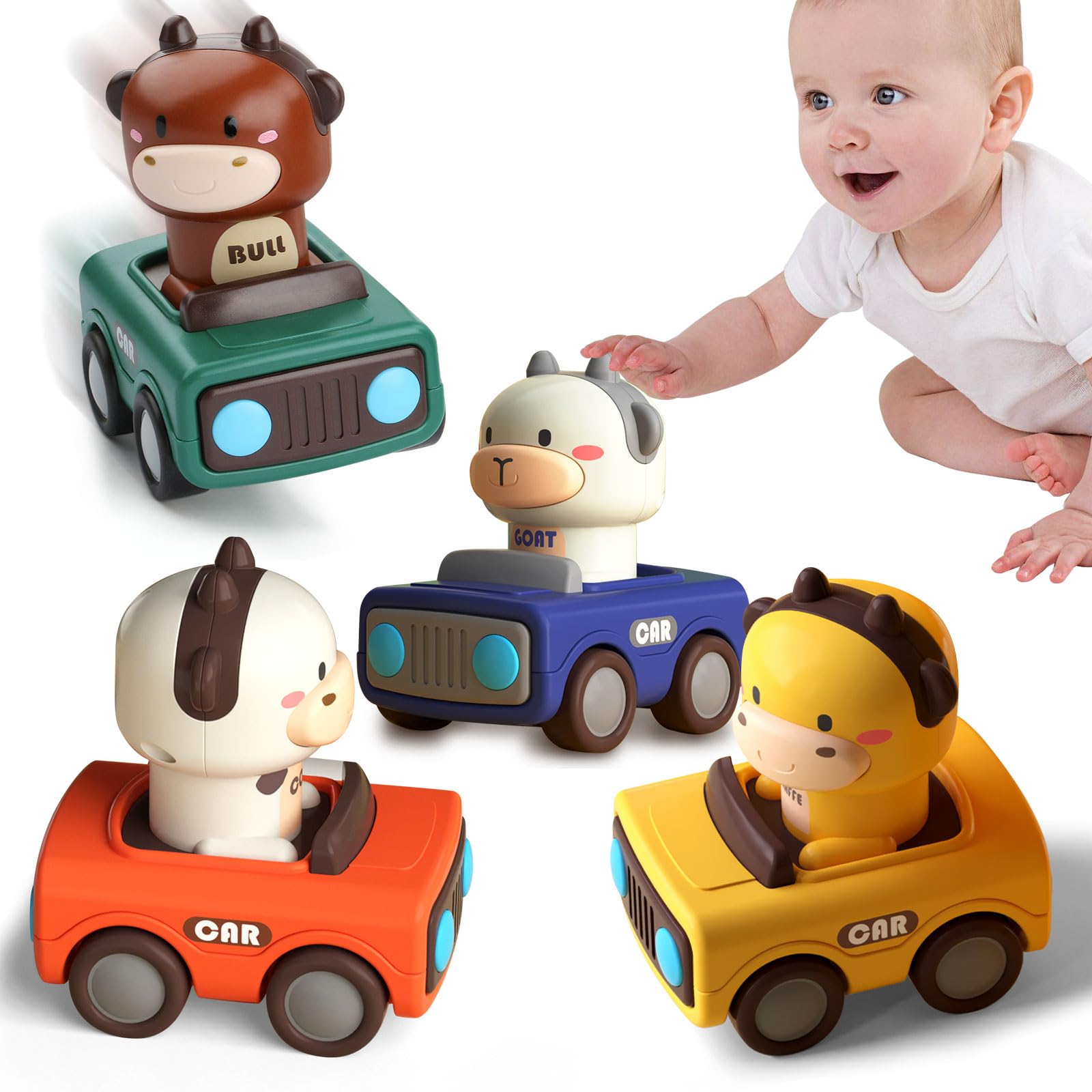 Dinosaur Push-Go Car Toy Set of 4