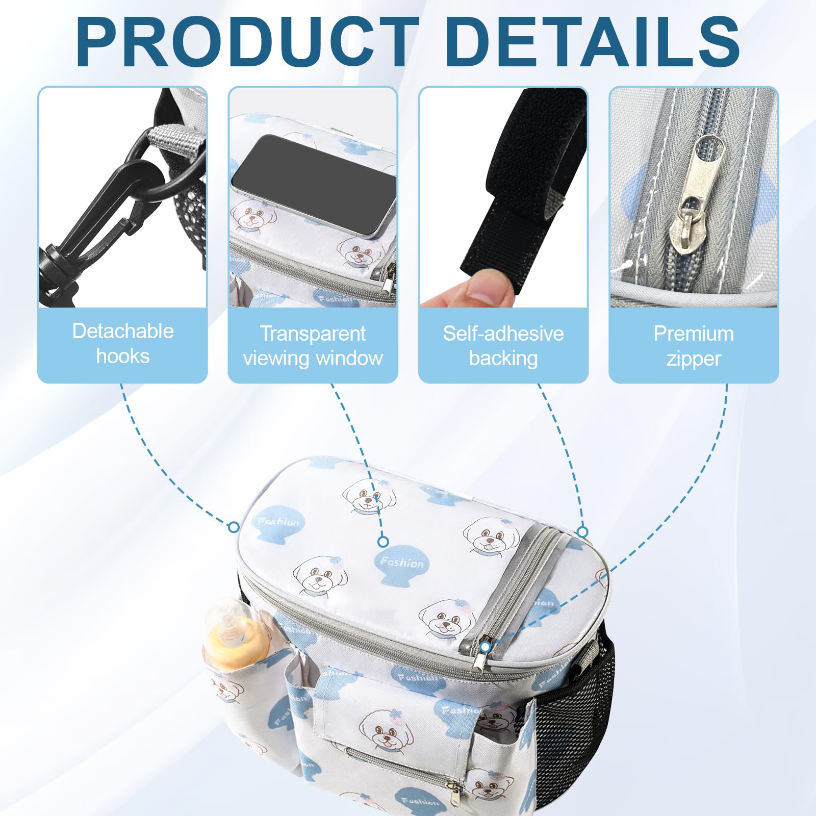 Stroller Bag, Universal Stroller Bag, Stroller Organizer Bag with Cup Holder and Tissue Pocket - Image 4
