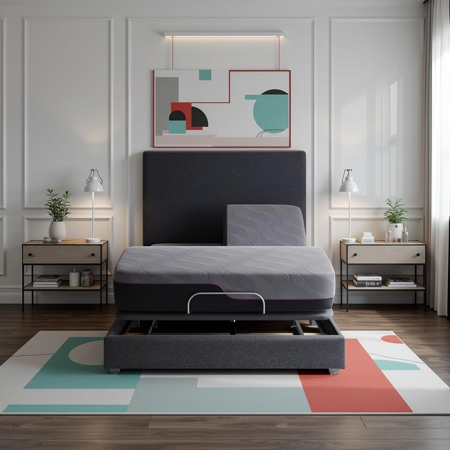 LIFE SKY Flex Top Adjustable Bed Base - Split Head Queen Size Adjustable Base with Zero Gravity & Anti-Snore Settings - Voice Control & Wireless Charging for Couples with Different Sleep Needs