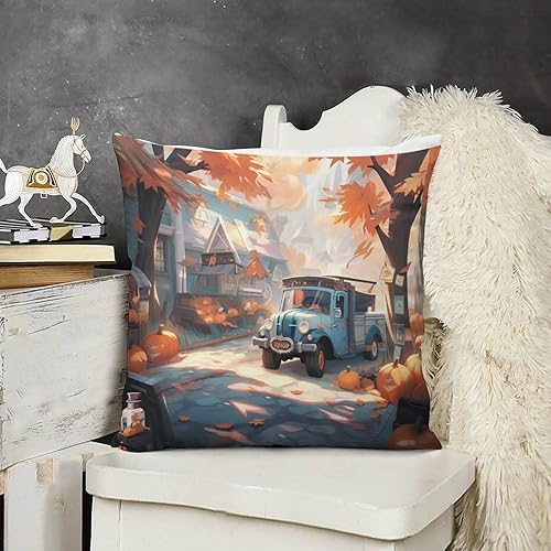 Cojines Decorativos para Sala Otoño Otoño Granja Campestre Funda de almohada Happy Fall Harvest Decorativos Cuadrados Decoración del Hogar para