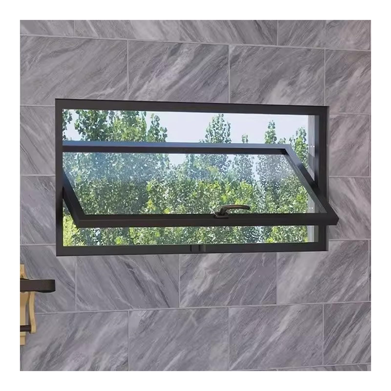 Ventana de aluminio y vidrio templado con ojo de buey de alta gama