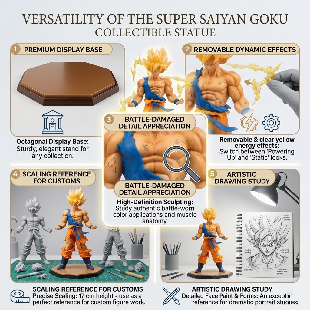 Anime Action Figure 17 cm Superhero Collectible Figure for Car Dashboard, Home Decoration & Gifting | Dragon Ball Z Style Character Statue for Anime Lovers (Goku VI) — Amazon image 3