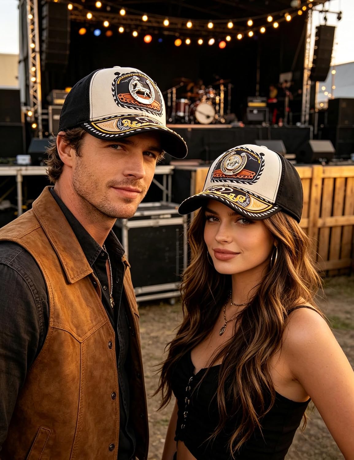 TOPACC Western Trucker Hat for Men Women Vintage Cowboy Country Hats Cute Baseball Cap for Western Outfit