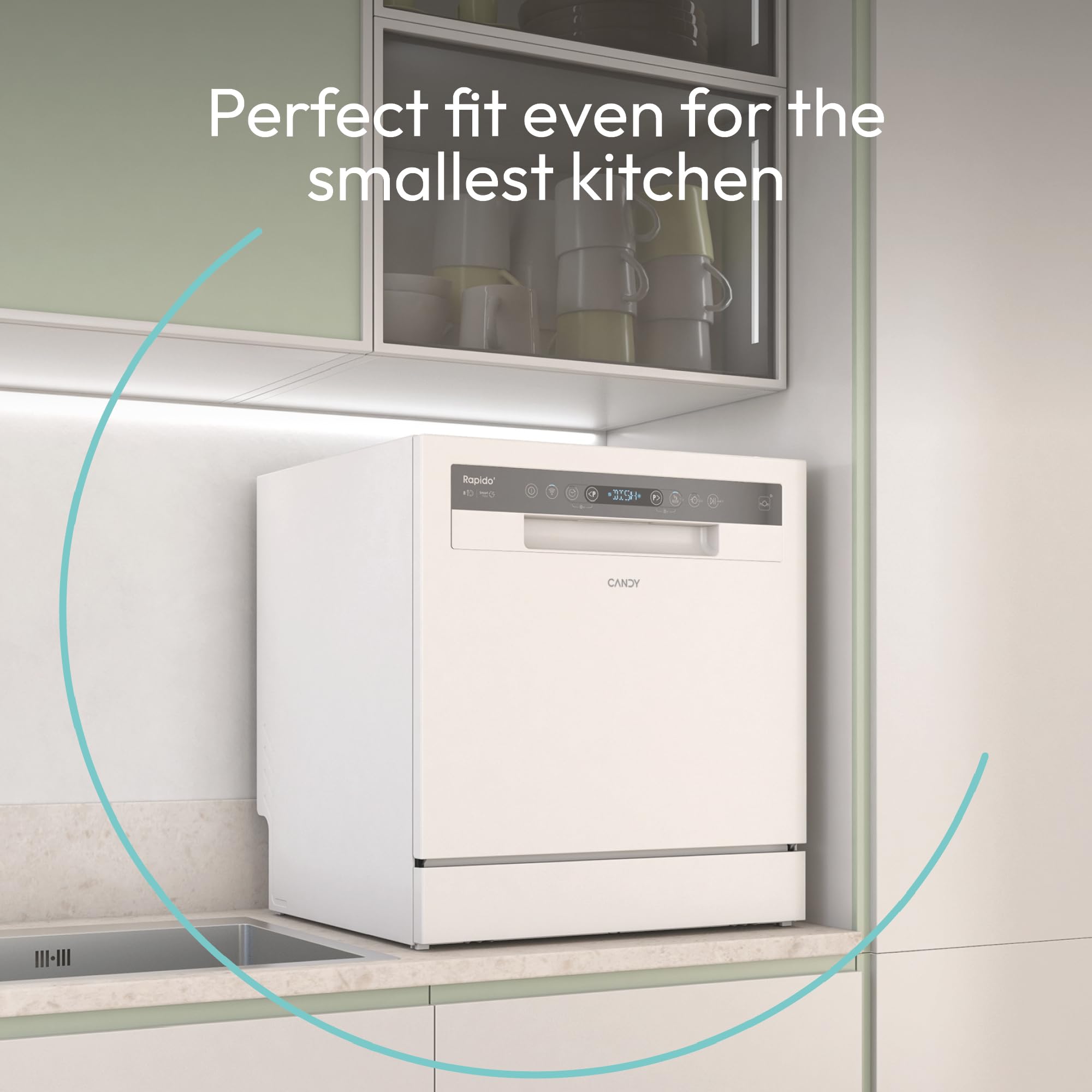 Candy Table Top Dishwasher CP 6E51LW-80 - White - 6 Place Settings — view 7