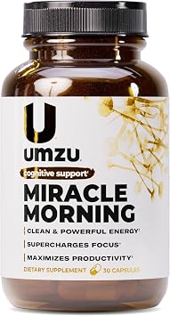 UMZU Miracle Morning Energy Support Supplement, 30 Day Supply Caffeine, Theacrine & Organic Ingredients Morning Energy, Focus & Mood Support Energy Supplement Focus Supplement Caffeine Pills