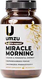 UMZU Miracle Morning Energy Support Supplement, 30 Day Supply – Caffeine, Theacrine & Organic Ingredients – Supports Daily Energy, Focus, Mental Clarity & Mood – cGMP Certified, USA Assembled