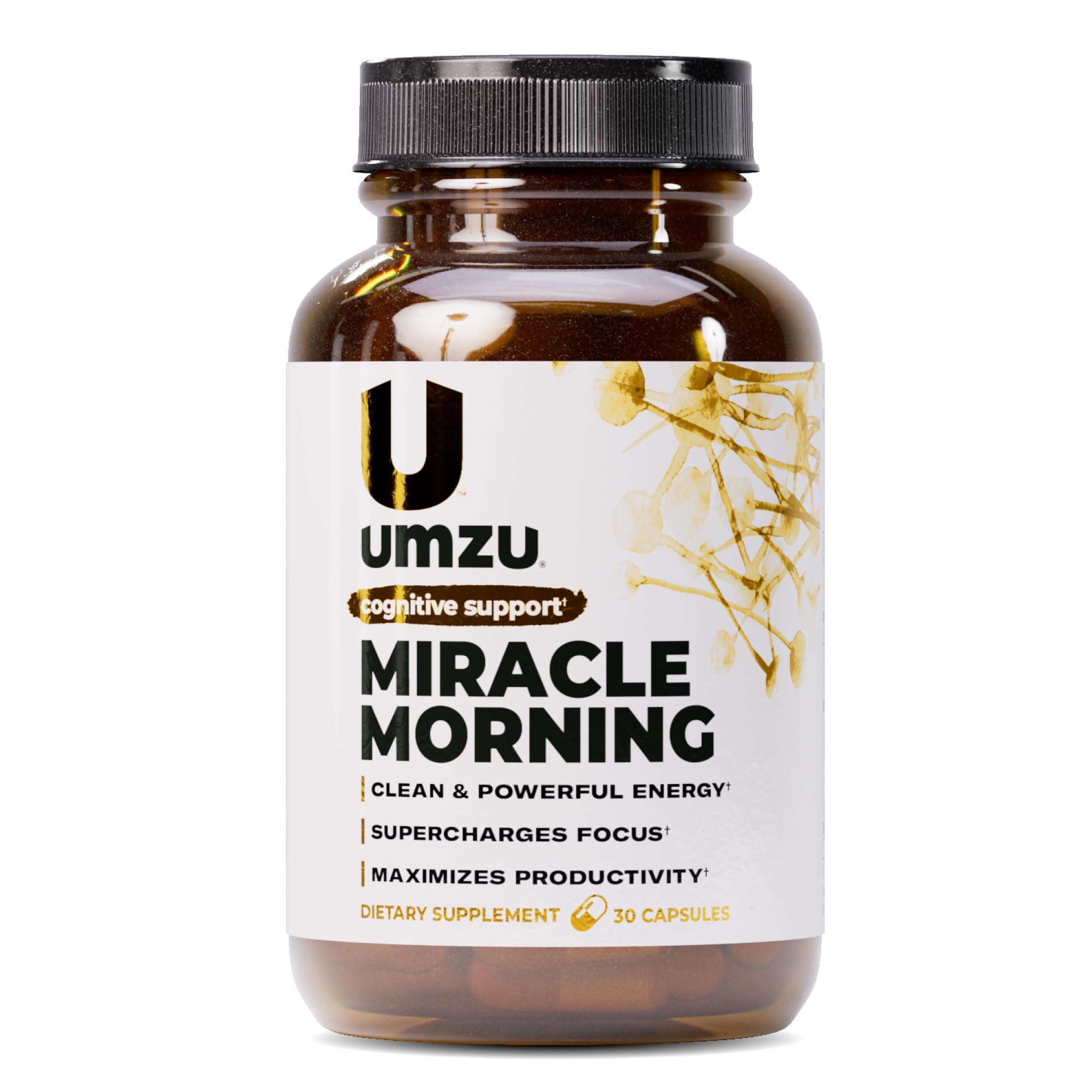 UMZU Miracle Morning Energy Support Supplement, 30 Day Supply – Caffeine, Theacrine & Organic Ingredients – Supports Daily Energy, Focus, Mental Clarity & Mood – cGMP Certified, USA Assembled