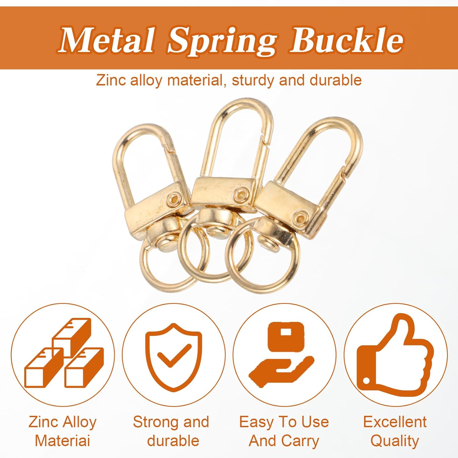 Xindojuz 30 PCS Metal Lobster Claw Clasps for Keychains and Jewelry Making, 360° Swivel Lanyards Snap Hooks Strap with Key Rings, Key Chains Connector Purses Straps Bag Charm DIY Accessories (Gold) - Image 4