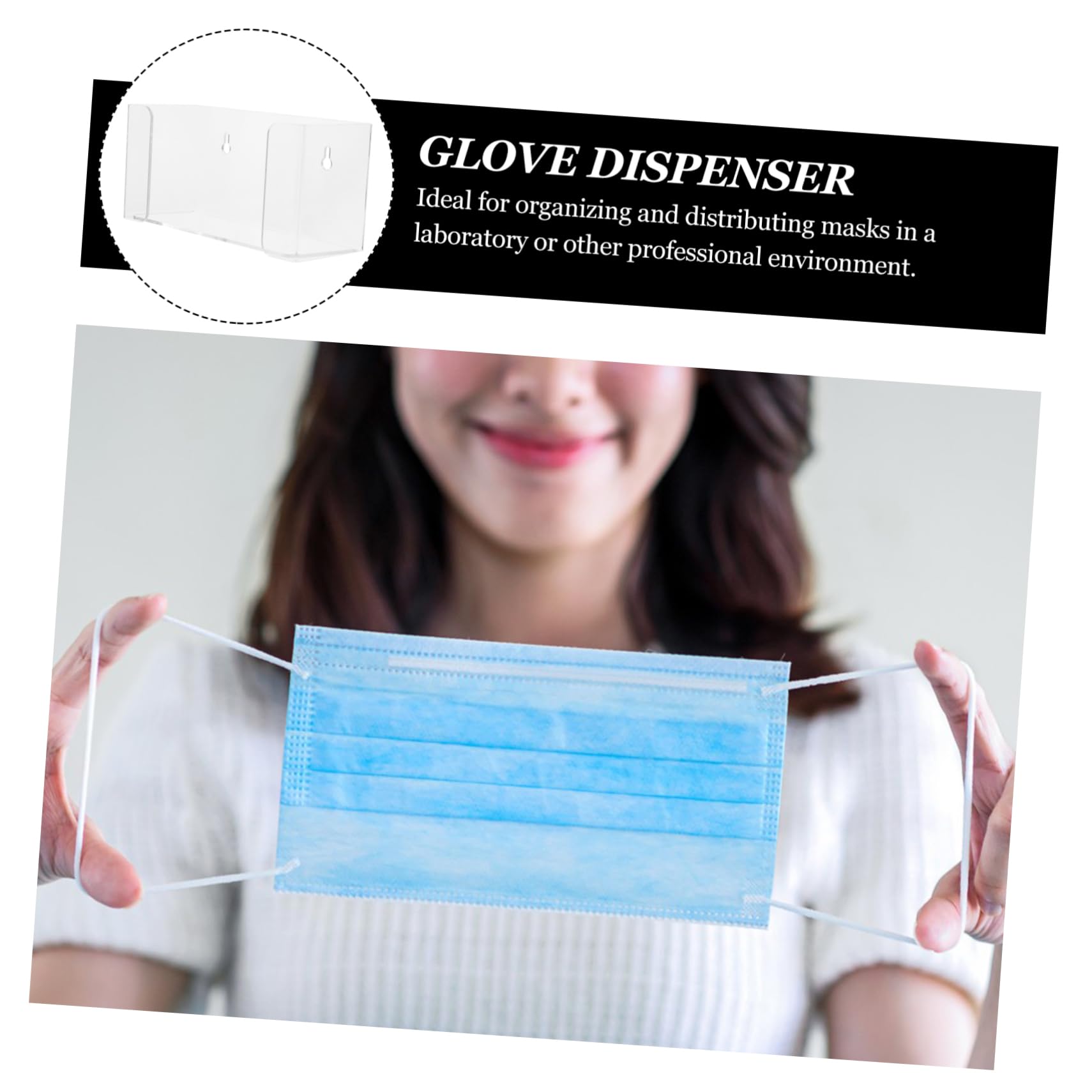 Zerodeko 2 Pièces Distributeur Mural de Masques et Transparent pour Laboratoire Support de Rangement Élégant et Pratique pour