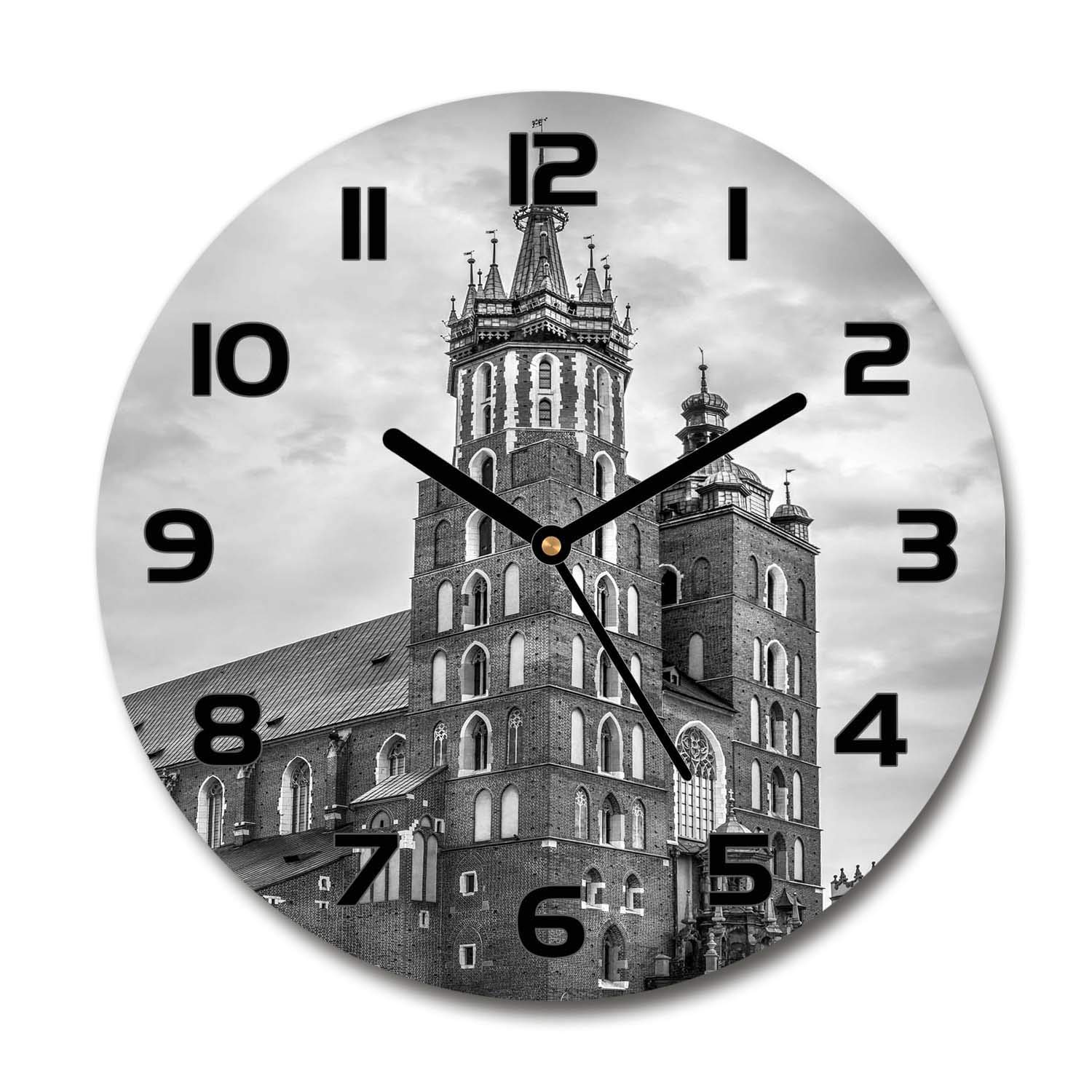 Horloge en verre 60x60cm Tulup silencieuse salon sans bruit impression Pologne