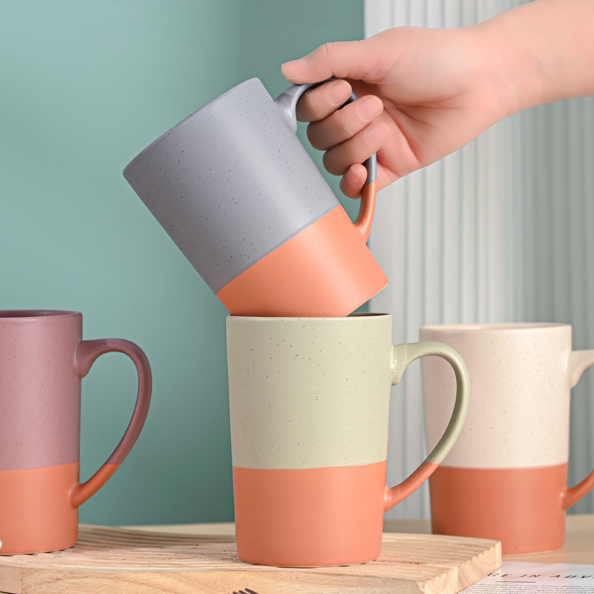 Amazon.com: BYCNZB 18oz large tall ceramic coffee mugs With Big Handle for  Coffee, Latte, Tea, Cocoa, Milk set of 4 (Multiple colors) : Home & Kitchen