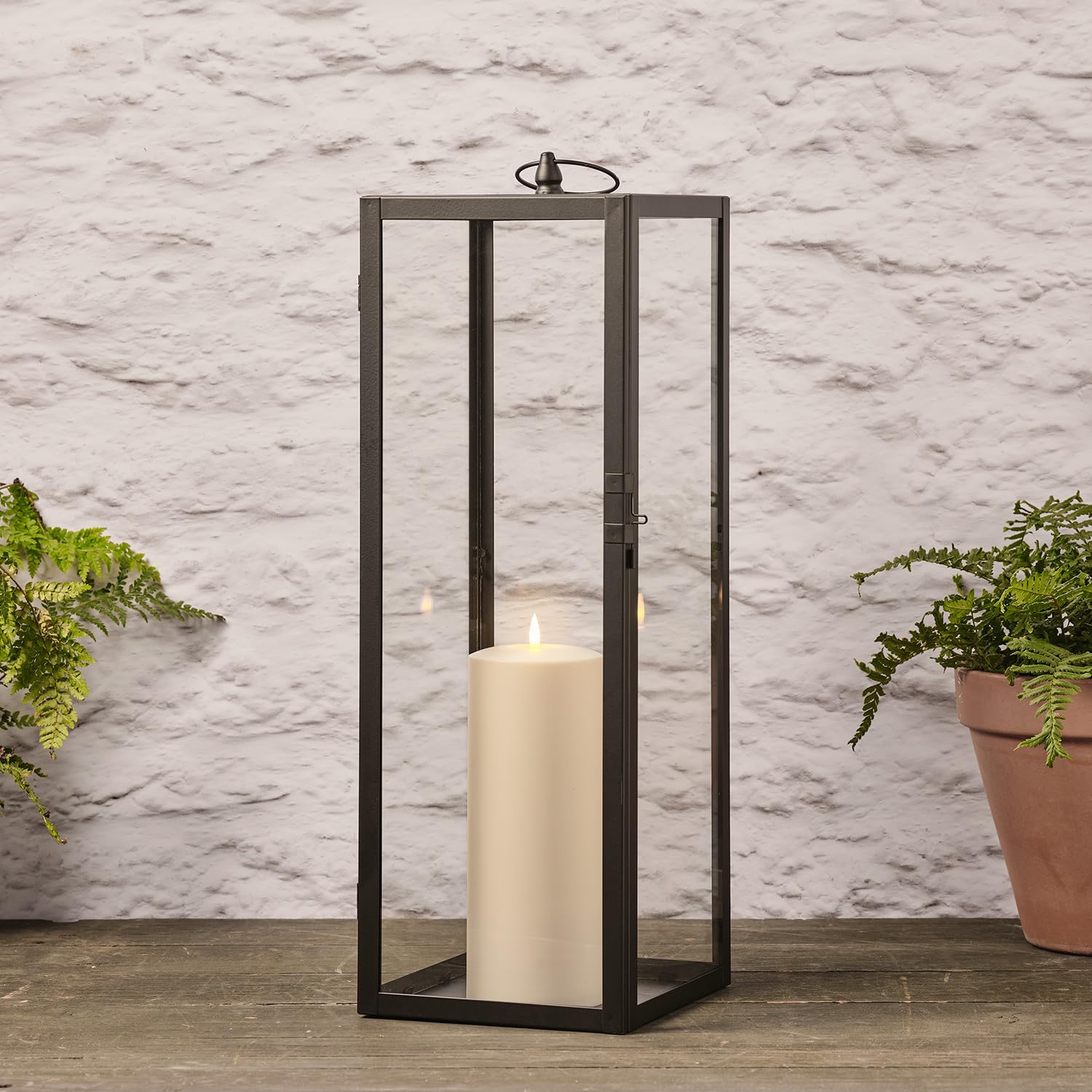 YAKii – 6 Lanterne Decorative A LED Con Candela Senza Fiamma, 33 Cm, In Plastica E Vetro, Timer 6/18h, Per Interni/Esterni