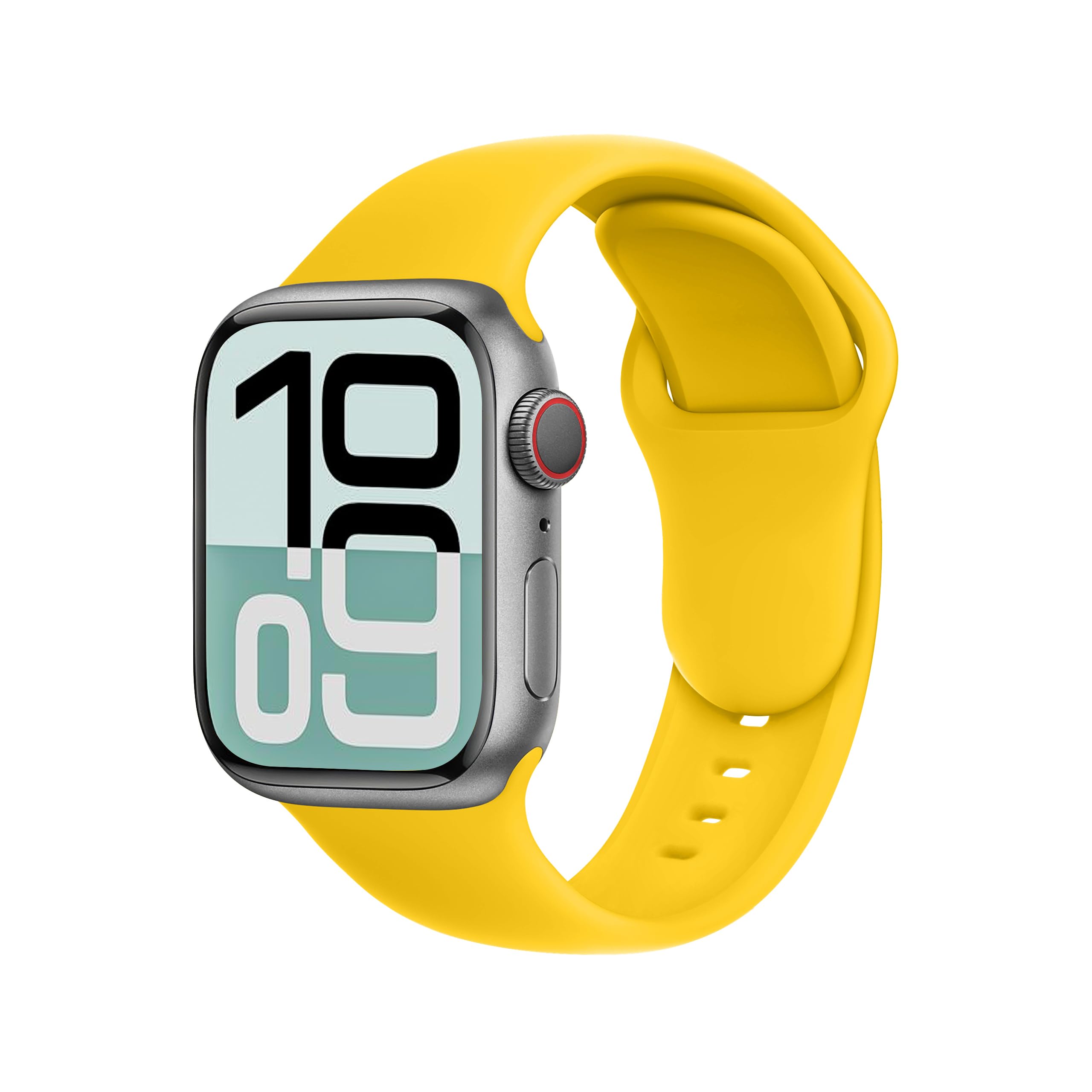 C1A for Apple Watchバンド Ultra/SE/Series11 10 9 8 7 6 対応 40mm/44mm/45mm/49mm スポーツ&シリコン ステンレス 男女兼用 快適フィット 簡単取り付け,レモンイエロー