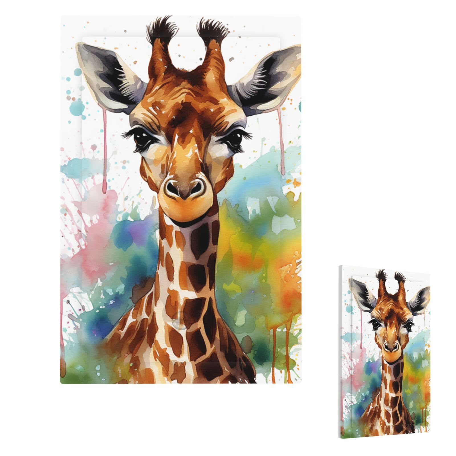Cute Giraffe Watercolor Wall Plate Cover Modern Decorative 1 Gang Light Switch Cover Unbreakable Receptacle Outlet Covers For Living Room Bedroom Home Decor Single Blank