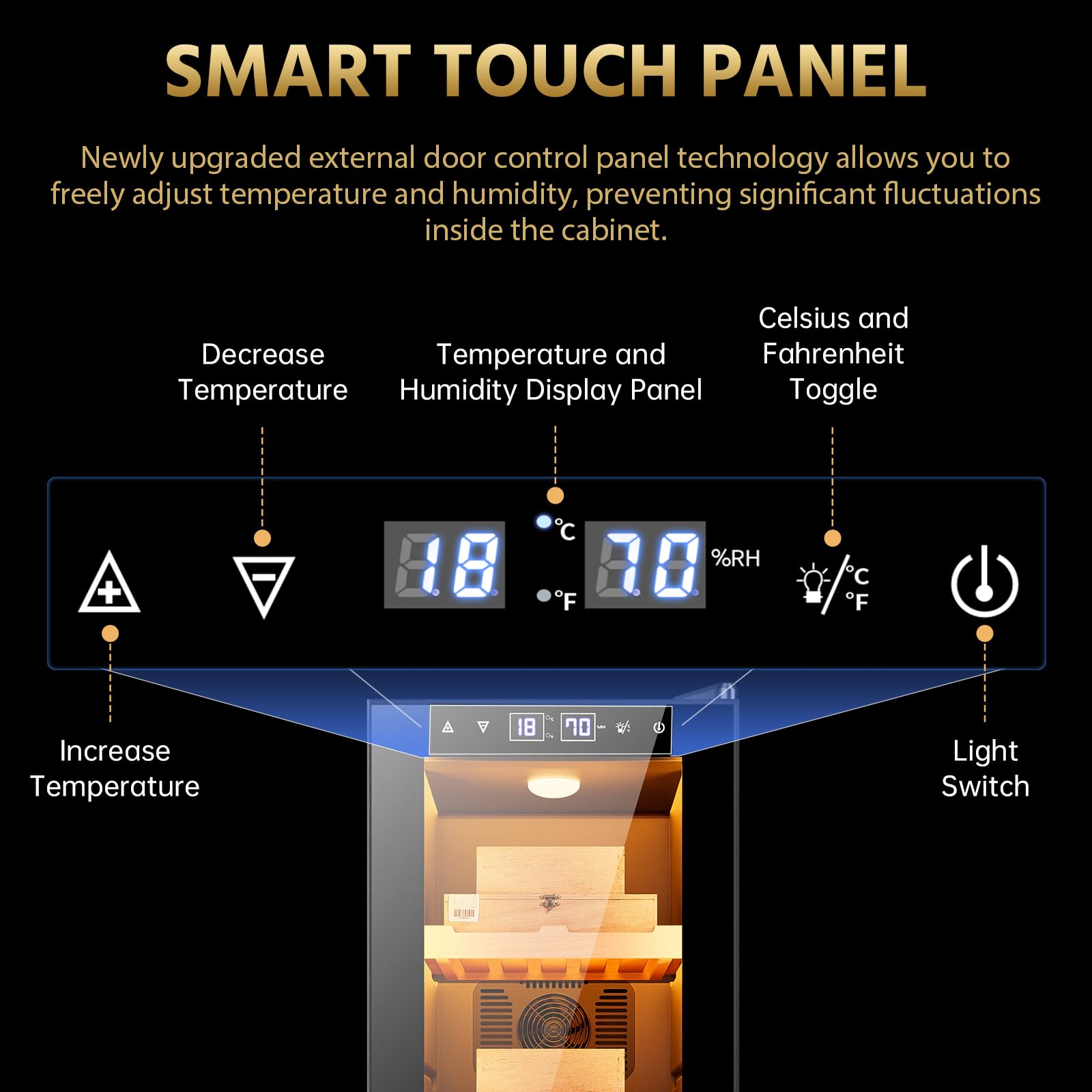 Elektrischer Zigarren-Humidorschrank mit kühlender Temperaturregelung und Feuchtigkeitskontrollsystem, Regale und Schublade aus spanischem Zedernholz, große Kapazität, Humidor-Geschenk für Männer (16L