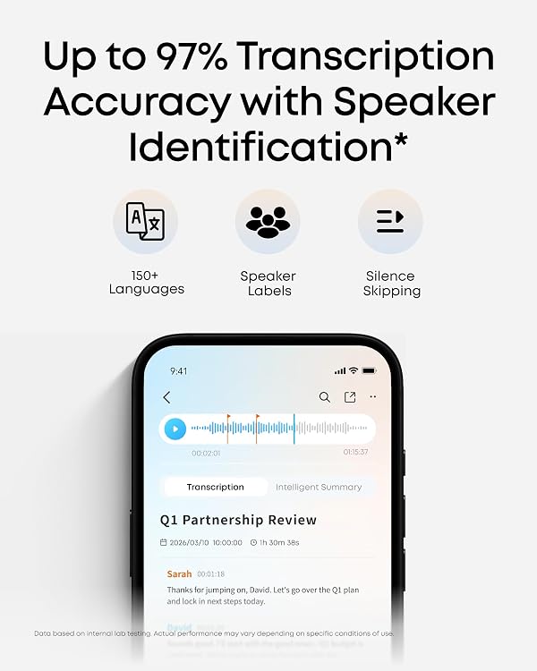 soundcore Work by Anker, Coin-Sized AI Voice Recorder, 64GB, MFi Certified by Soundcore - Image 7