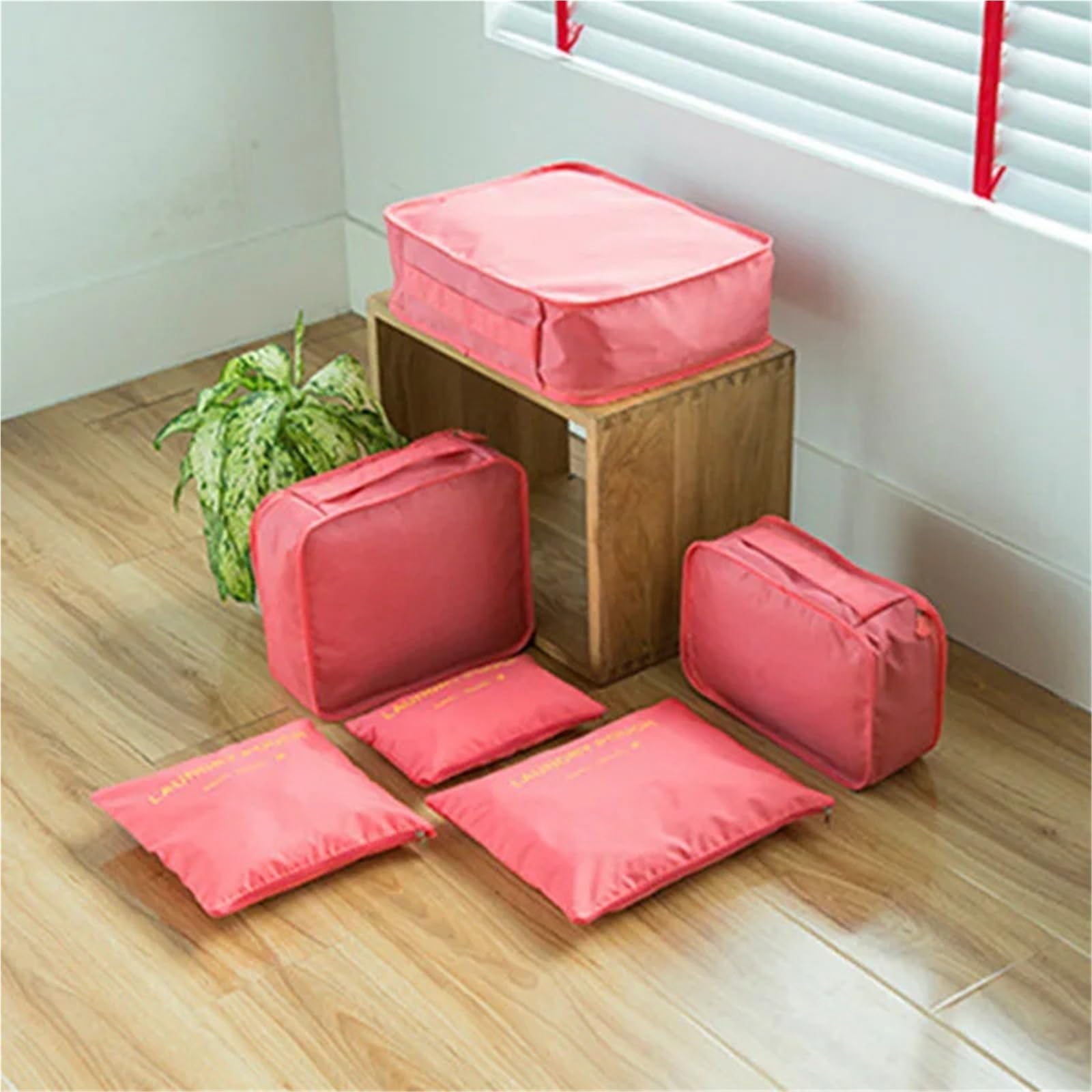 Bolsa de almacenamiento de viaje de gran capacidad, 6 unidades, for maletas, equipaje, ropa, organizador, estuche, zapatos, cubo de embalaje. Organizador De Maletas Para Viaje(Red)