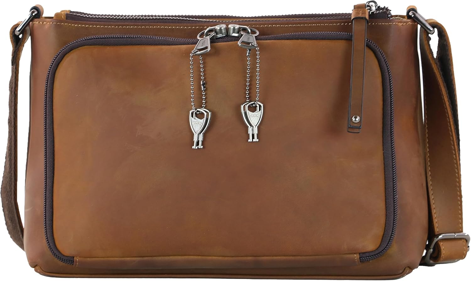 Lady Conceal Concealed Carry Brynlee Distressed Leather Crossbody, Medium Brown CCW Bag