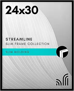 Americanflat 24x30 Picture Frame with Polished Plexiglass - Streamline Collection - Thin Border Picture Frame for Wall Display - Hanging Hardware Included - Black
