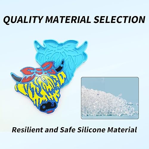 Miniatura 4 de Moldes Freshie para automóvil, moldes de silicona de vaca de las tierras altas para cuentas aromáticas, resina epoxi, cera de jabón, velas de