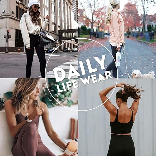 Miniatura 4 de Paquete de 4 leggings para mujer, con levantamiento de glúteos, cintura alta, control de abdomen, pantalones de yoga que no se traslucen, leggings