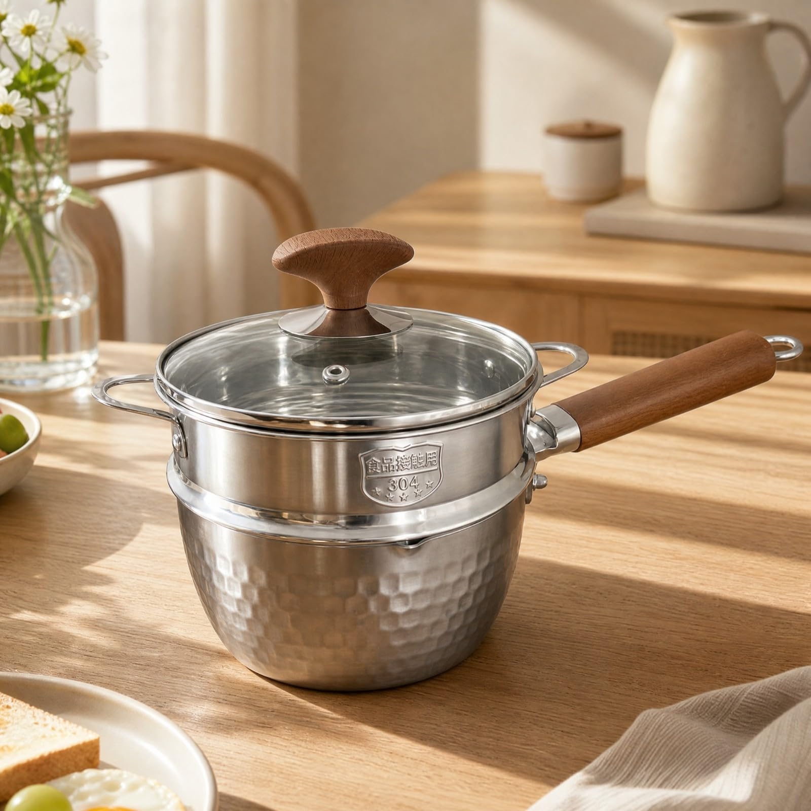 predolo Casserole En Acier Inoxydable 316 Panier Vapeur Résistant à la Chaleur Casserole Revêtement Intérieur pr Cuisine Quotidienne, 14CM