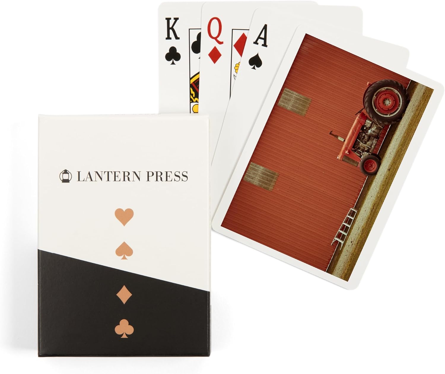 Lantern Press Red Tractor in Front of Red Barn, 52 Playing Cards for Adults, Poker Size Card Deck