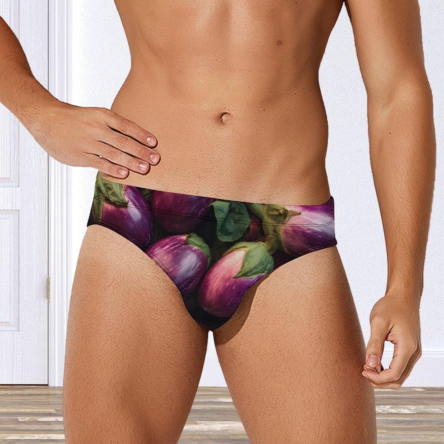 Eggplants Mountain Men's Swimwear Bikini Swimming Briefs Stretchy Swimsuits Board Surf Shorts Trunks