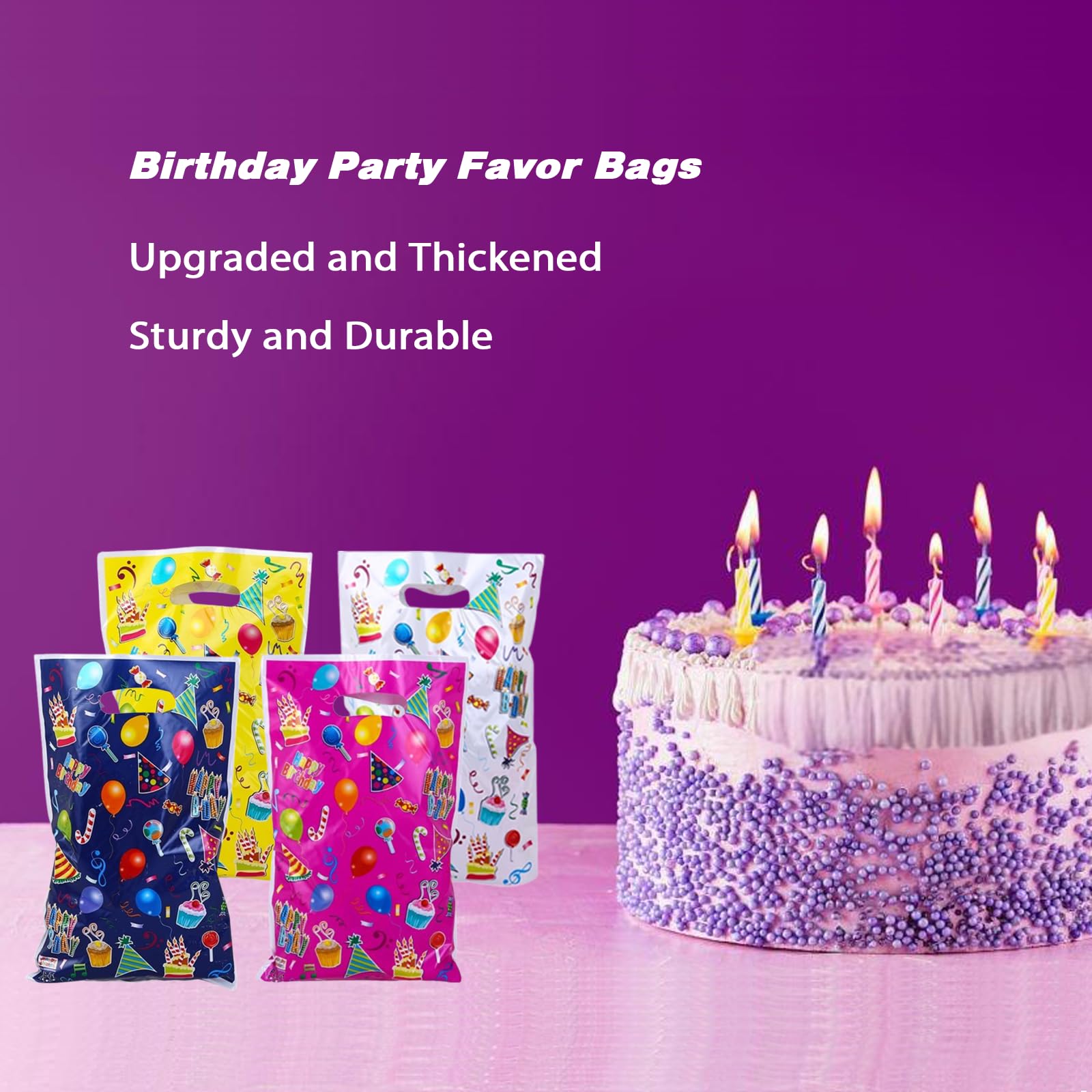 PACKSISTER Durable Plastic Goodie Party Favor Bags with Handles for Birthday, Loot Treat for Return Gifts(20Pcs)