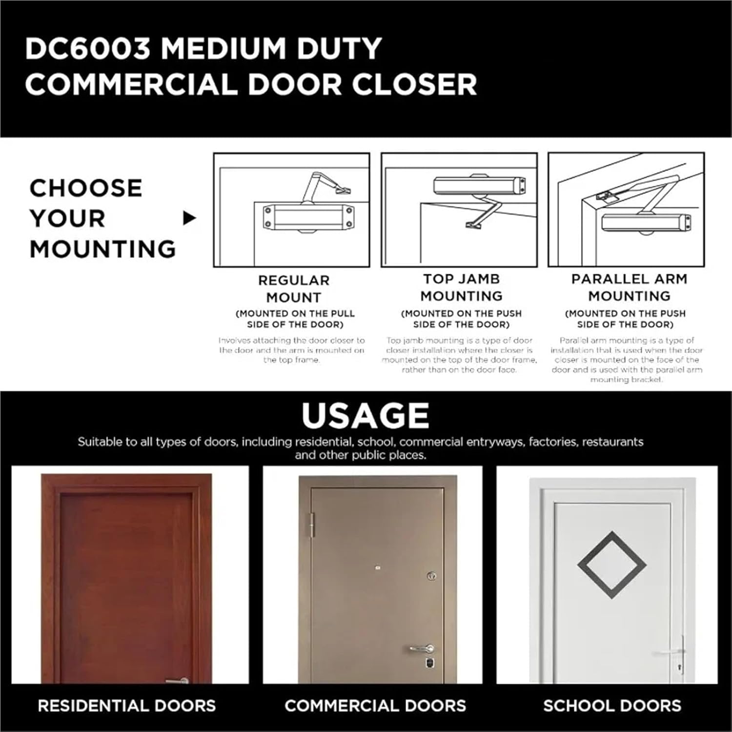 Automatic Door Closer Cushion Household Automatic Door Closer Adjustable Speed Positioning Door Stop Protective Door Frame(Silver-1)