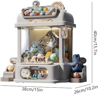 Candy Machine with Remote Control, Small Claw Machine with 8 Planets,2 Panda Doll,25 Dolls,20 Gashapons for Party Birthday Easter, Pink