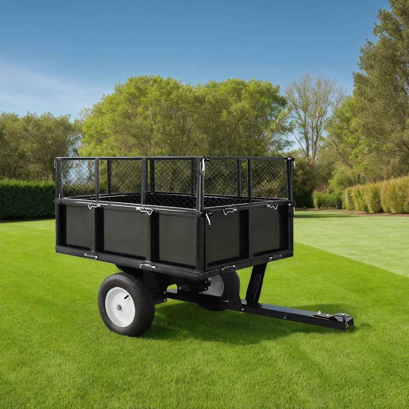 Colgante de jardín para tractor, 300 kg, acero negro, 153 x 77 x 103 cm, para tierra turba compost modelo 145813