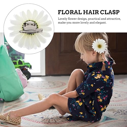 Miniatura 7 de Beaupretty 12 pinzas para el cabello de girasol, pasador de flores de margarita, hawaiano, playa, cocodrilo, pinzas para el cabello, broches para el