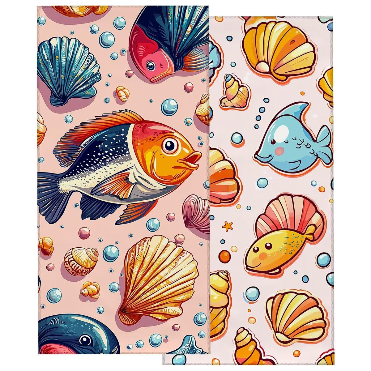 Telo Mare Microfibra, Telo Mare Grande 100x220cm 2 Pezzi, Asciugamano Palestra Donna Asciugatura Rapida, Antisabbia Asciugamano Microfibra, Leggero Asciugamani Palestra per Regalo (Pescare) -4202