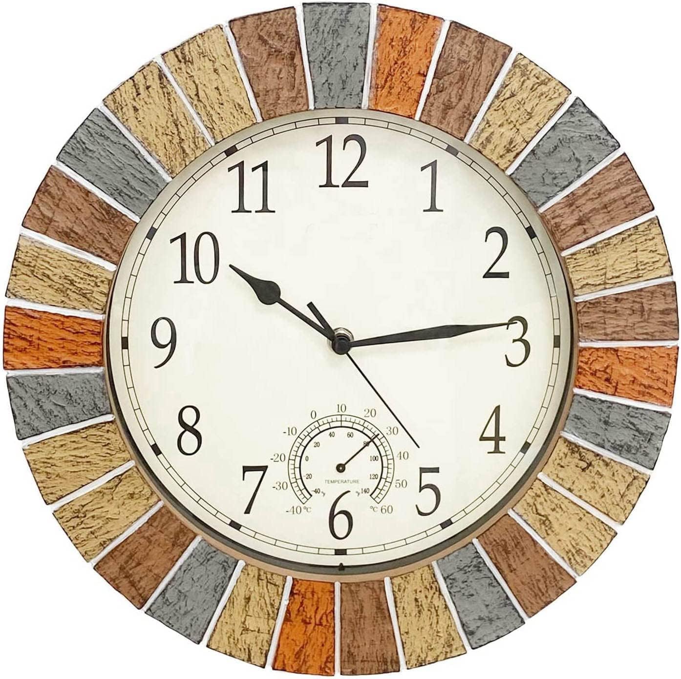 OCEST 13inch Garden Clock, Large Waterproof Outdoor Indoor Wall Clock