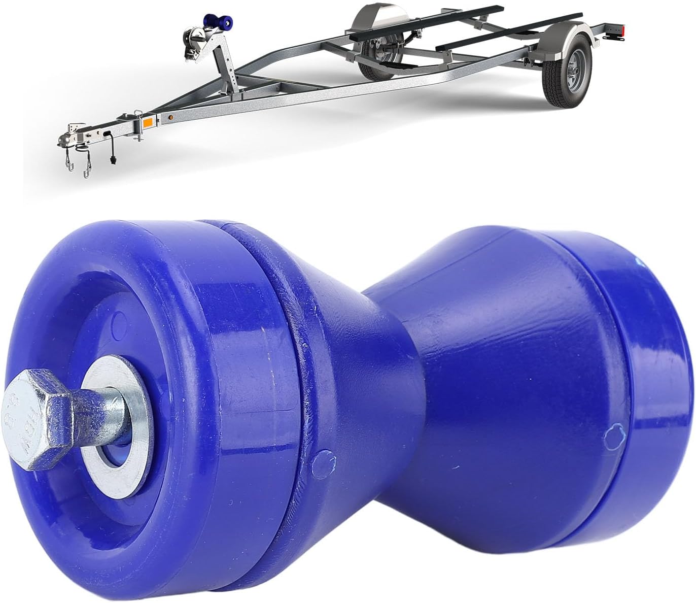 Diydeg 3 Inch Boat Trailer Roller, Shock Absorbing Bow Roller with Bells and Bolt, Bow Stop Bell Roller, Boat Trailer Bow Stop for Boat Trailer Bracket, Boat Roller for Trailer (Blue)