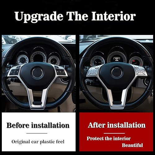 Miniatura 2 de Cubierta plateada para botón de volante para decoración interior de automóvil, compatible con Mercedes Benz CLACLSSLMLGLGLKGLAA B C E G Class